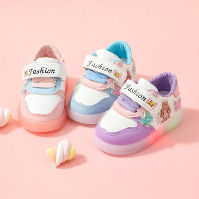 Toddler Cartoon Pattern Colorful Flash Low-bond Sneakers