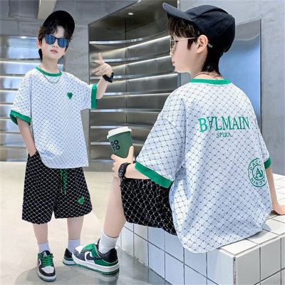Boys summer suit short-sleeved fashionable two-piece suit for middle and large children