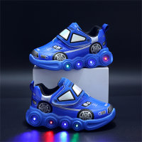 حذاء رياضي بإضاءة LED لسيارة سبايدر مان من الجلد للأطفال  أزرق