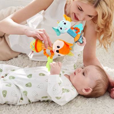 Sozzy mordedor mão aperto vara boneca de pelúcia brinquedo do bebê 0-1 anos de idade educacional calmante cama sino do bebê sino de mão