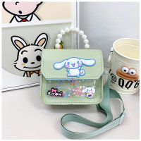 Little princess cute cartoon cinnamon dog Korean version niche pearl handbag crossbody bag  Green