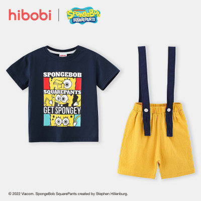 hibobi x SpongeBob Toddler Boys Casual Printing Cartoon Cotton Top & Shorts