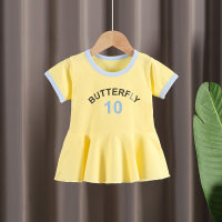 2022 neues Sommerkleid für Mädchen, modisches Baby-Prinzessinnenkleid, kleiner Säuglingsrock im koreanischen Stil, lässiges Nachthemd  Gelb