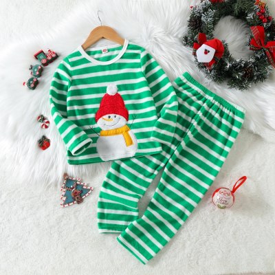 Top e pantaloni a maniche lunghe con patchwork a righe natalizie per bambino
