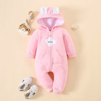 Baby Cloud Pattern Pocket Decor Jumpsuit  Pink