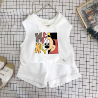Summer new Korean style children's clothing for boys and girls vest shorts suit baby baby children summer fashion two-piece set  White
