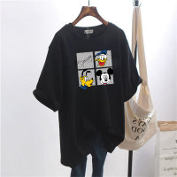 Short-sleeved T-shirt solid color casual top  Black