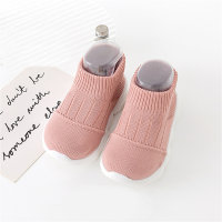 Chaussures tricotées antidérapantes de couleur unie pour tout-petits  Rose