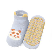Rutschfeste Baby-Socken aus reiner Baumwolle mit Cartoon-Tiermuster  Blau