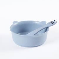 Wheat straw bowl and spoon for children to prevent scalding and falling  Blue