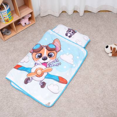 KIDS Toddler Nap Mat with Removable Pillow - Rollup and Close with Velcro Straps, Carry Handle