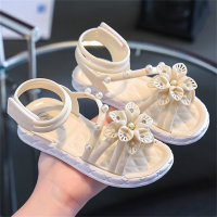 Children's non-slip soft little girl baby flower princess beach shoes  Beige