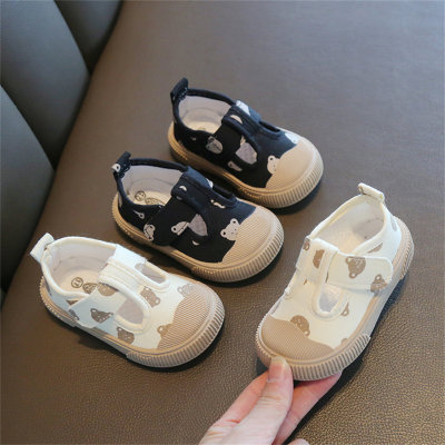 Chaussures en toile Velcro à imprimé ours pour enfants