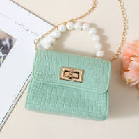 Girls' Solid Color Pearl Decor Hand Bag  Green