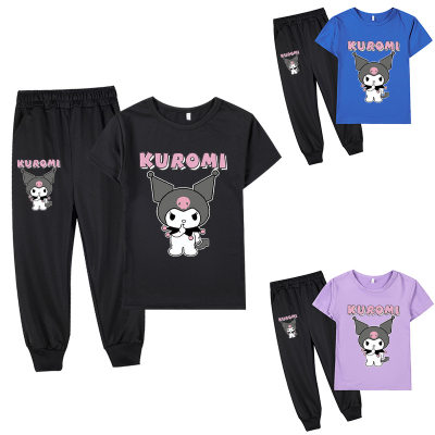 Conjunto Sanrio Kuromi Kuromi Big Kids para meninas camiseta manga curta + calça