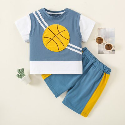 Toddler Boy Casual Cute Cartoon Basketball T-shirt & Shorts