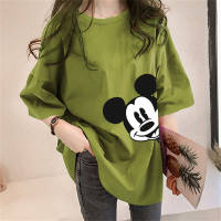 Adult Mickey Mouse Print T-shirt Top  Green