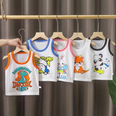 Children's vest summer pure cotton thin section boys and girls baby breathable bottoming belly protection baby sleeveless vest