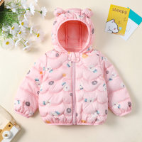 Toddler Girl Printed All Pineapple Style Hooded Zip-up Cotton-padded Jacket  Pink