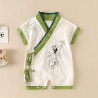 Baby clothes Chinese style jumpsuit summer thin baby boy Tang suit Hanfu short-sleeved Hanfu going out crawling suit  White