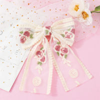 Girls' Floral Embroidered Bowknot Style Hairpin  Multicolor