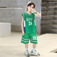 Novos uniformes de basquete masculino de verão para crianças, uniformes de secagem rápida para crianças médias e grandes, ternos de duas peças  Verde