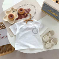 Children's T-shirt summer new baby short-sleeved tops thin children's clothes boys half-sleeved caring shirts baby Korean style  White