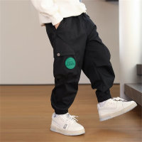 Boys' pants, new overalls for middle and large children, boys' fashionable trousers, casual leggings, trendy  Black