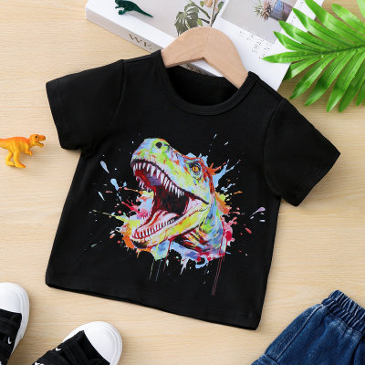 Ropa para niños pequeños Camiseta de manga corta con estampado de dinosaurio