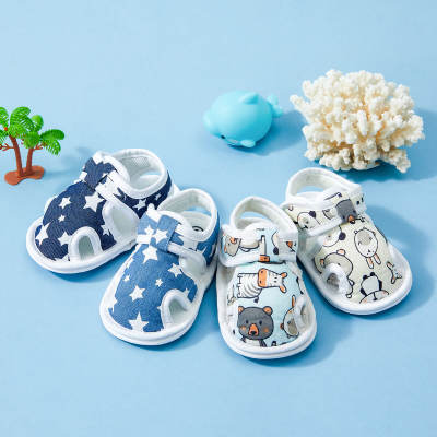 Baby Allover Printing Hollow Velcro Sandals