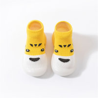 Sapatos infantis antiderrapantes com padrão animal para crianças  Amarelo