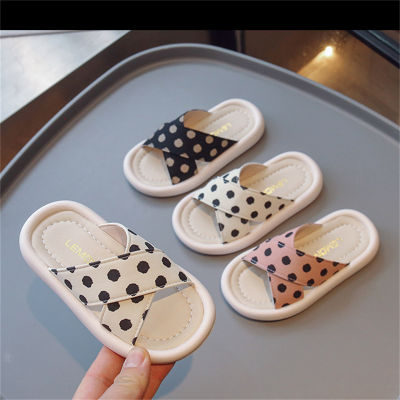 Children's cross polka dot slippers