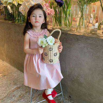Girls Princess Dress Summer 2023 New Children's Sleeveless Dress Baby Girl French Lace Collar Western Style Skirt