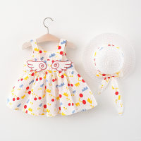 985 children's skirt wholesale baby girl summer dress sleeveless cute skirt girl summer dress free hat  White