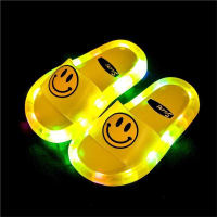 Children's smiling face luminous crystal slippers  Yellow