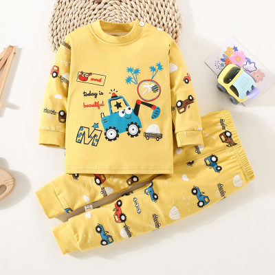 Conjunto de roupas íntimas infantis de algodão puro novo estilo roupas de casa para meninos bebê algodão quente meninas roupas de outono calças de outono roupas infantis