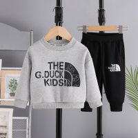 2-Piece Toddler Boy Autumn Casual Letter Print Long Sleeves Tops & Pants  Gray