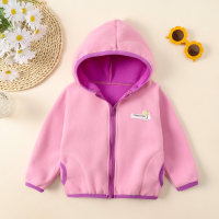 Toddler Girl Solid Color Hooded Zip-up Jacket  Pink