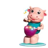 Electric rocking drum cute cow with light music toy  Multicolor