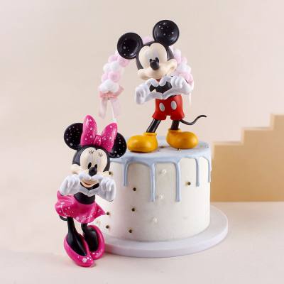 Coração Mickey Minnie Mickey Mouse estatuetas de escritório modernas feitas à mão