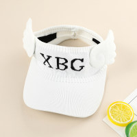 Sombrero de visera con patrón de letras estilo columpio de color sólido para niños  Blanco