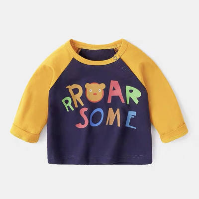 Baby spring and autumn T-shirt long-sleeved pure cotton cute and fashionable baby tops for boys and girls baby tops for outer wear for infants