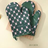 Thickened Heat Insulation Anti-Scald Gloves Kitchen Oven Silicone Gloves  Green