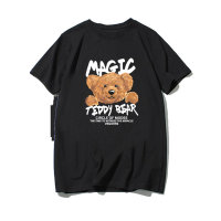 Camiseta de manga curta com estampa de urso  Preto