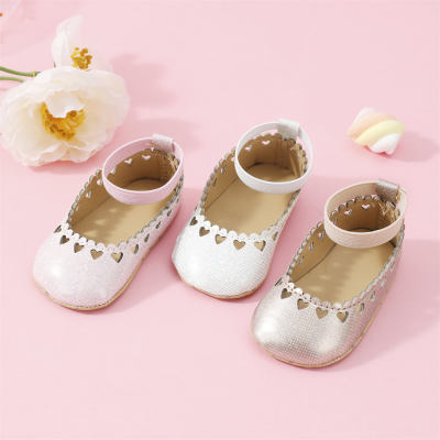 Baby Girl Solid Color Heart Pattern Hollow Out Shoes