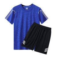 Boys quick-drying clothing casual football running training clothing short-sleeved shorts spring and summer  Blue