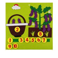 Montessori Números Vegetales Matemáticas Fieltro Juguetes  rojo