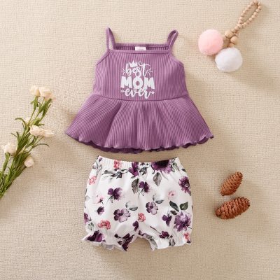 hibobi Baby Girl Floral Print camisole top and shorts