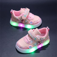 حذاء رياضي بإضاءة LED من الجلد للأميرة إلسا للأطفال  وردي 