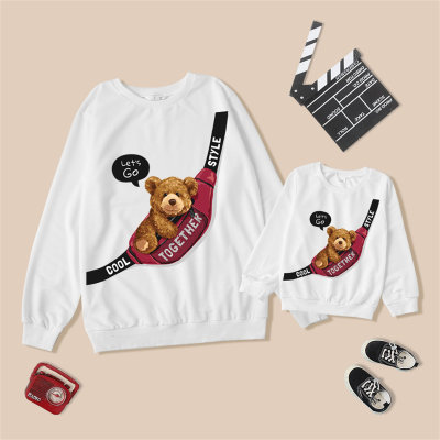 Daddy and Me Letter and Bear Printed Long Sleeve Sweatshirt